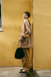 Fluffy Hand Lacy Cardigan Knit