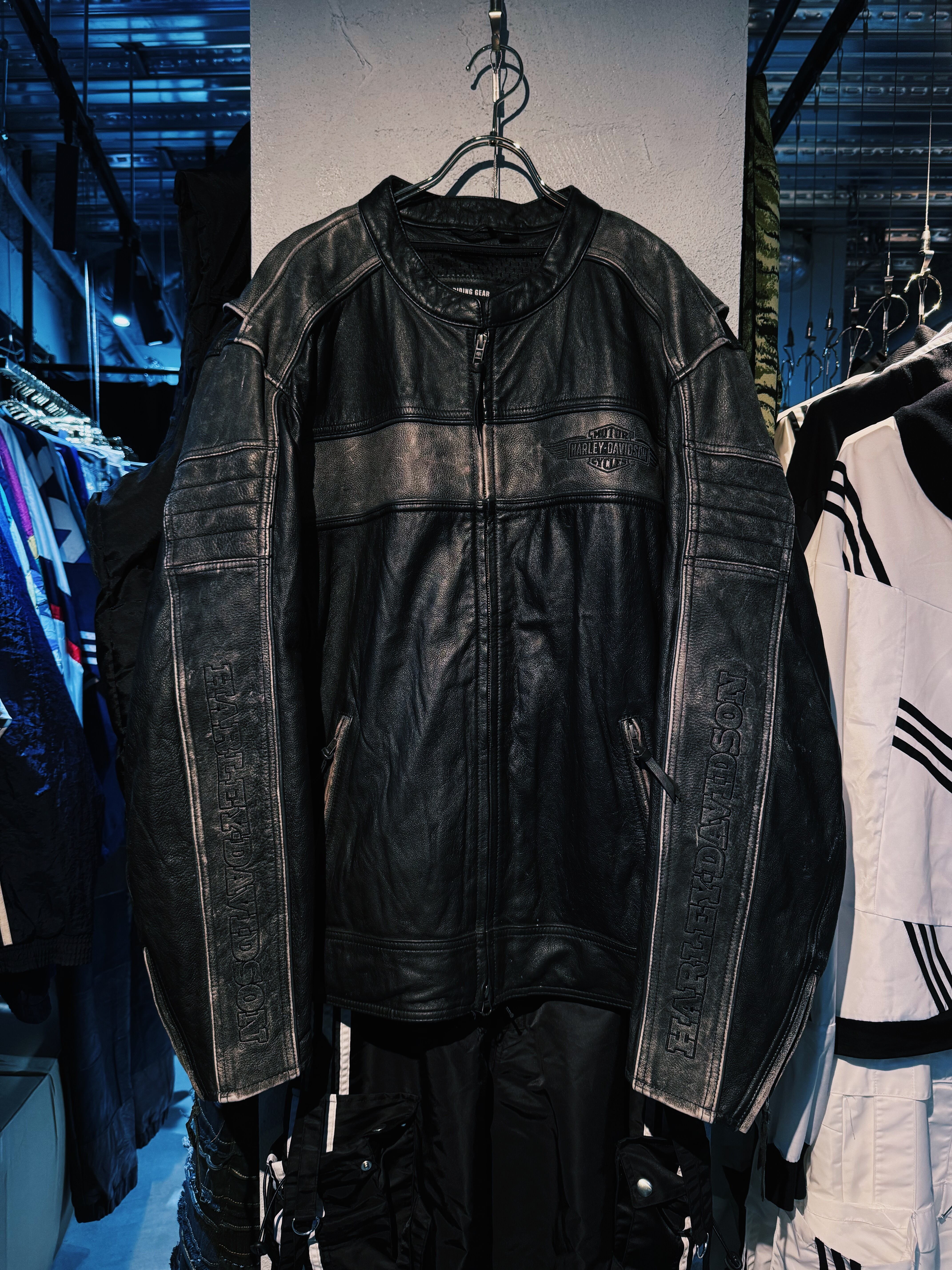 【D4C】90's vintage "Harley-Davidson" Racing design single leather jacket