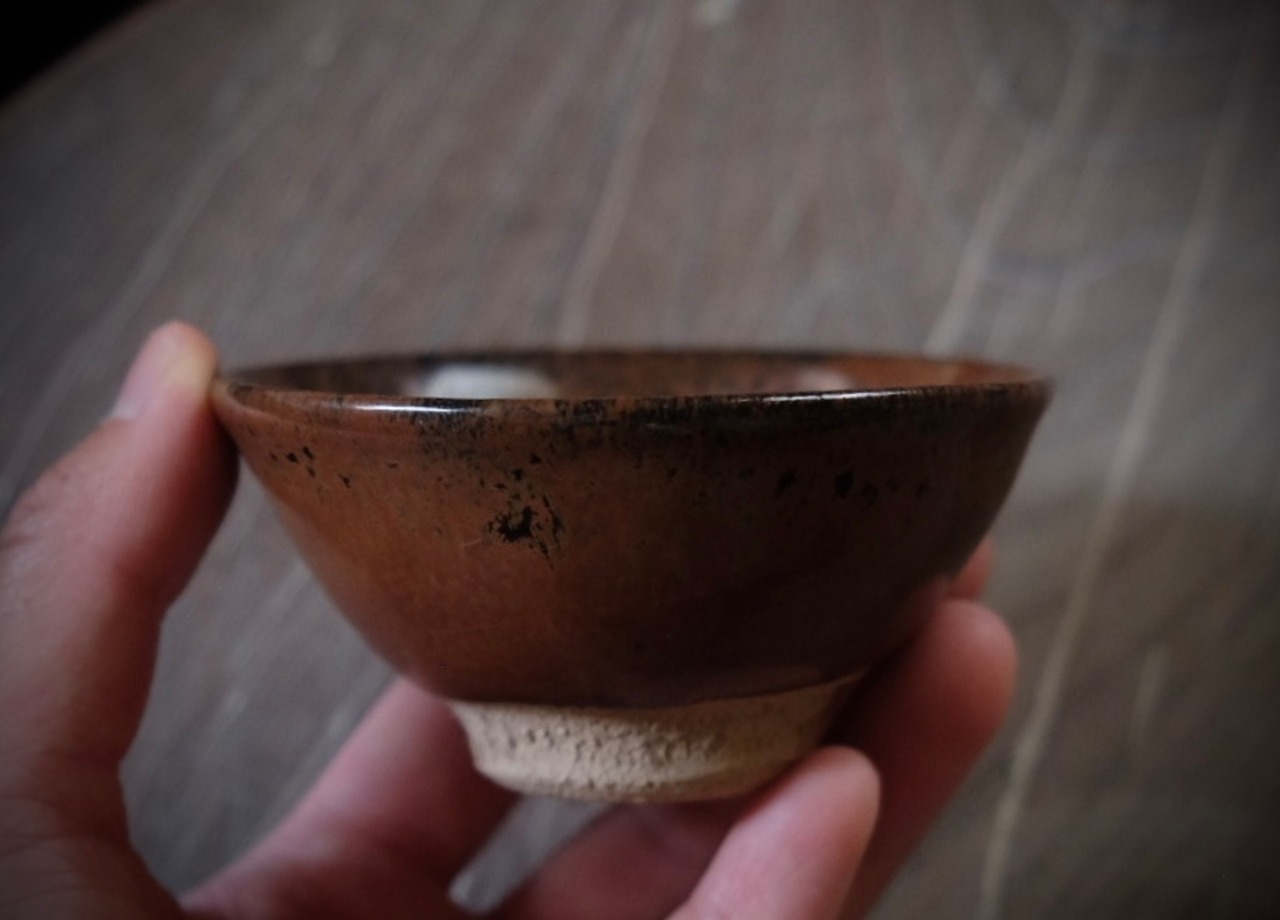 柿釉ぐい呑/保孝　Persimmon-Glazed sake cup/Yasutaka