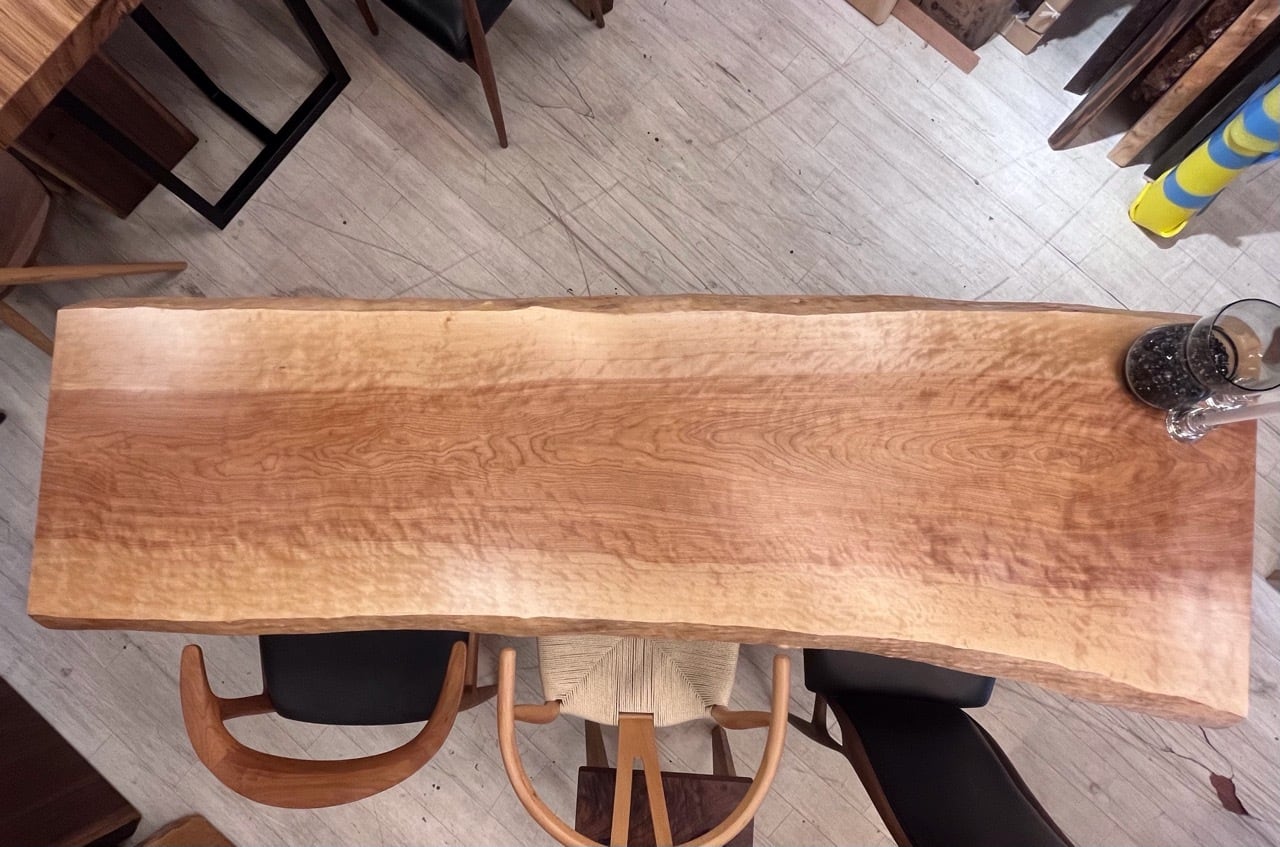 全面杢】真樺（マカバ）_2230×580-680×60_横浜元町店_テーブル天板/一