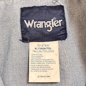 【Wrangler】ウエスタンデニムシャツ デニムシャツ ウエスタンシャツ ショルダーヨーク フラップポケット XLT 長身 ビッグシルエット ラングラー 胸パッチ us古着