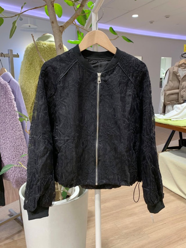 ジャガードシアーブルゾン［Color:ブラック］