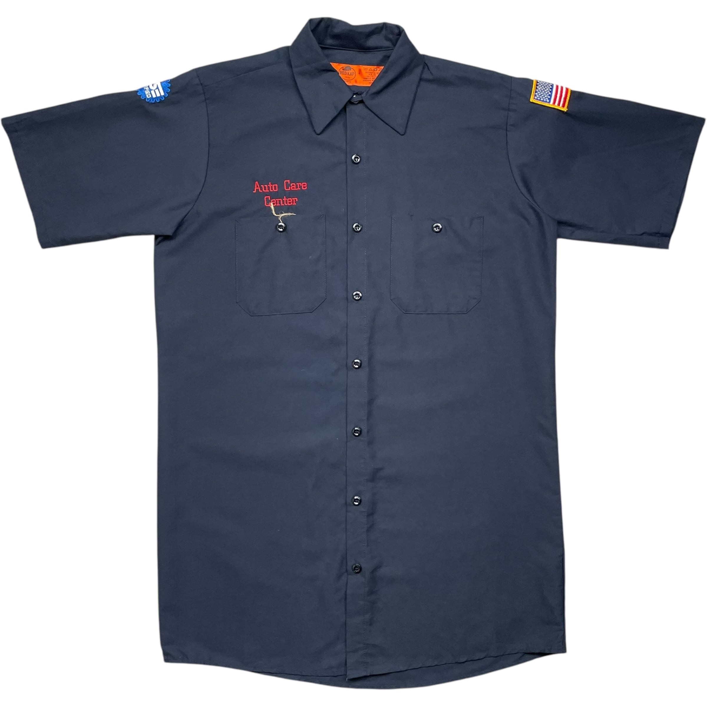 《M》 REDKAP レッドキャップ 半袖シャツ ワークシャツ ネイビー 2ポケット 刺繍 企業ロゴ 自動車整備工場 no.6645