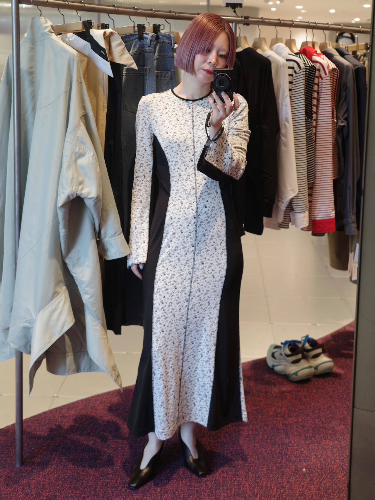 【25AW】Mame Kurogouchi マメ クロゴウチ / Floral Jacquard Fraise Stitch Dress - 1