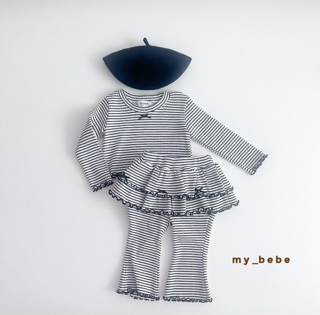 韓国子供服 / Mybebe / 2段リボンカンカンパンツ *XS~XL*