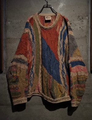 【Caka】"COOGI" Crazy Pattern Vintage 3D Knit Sweater