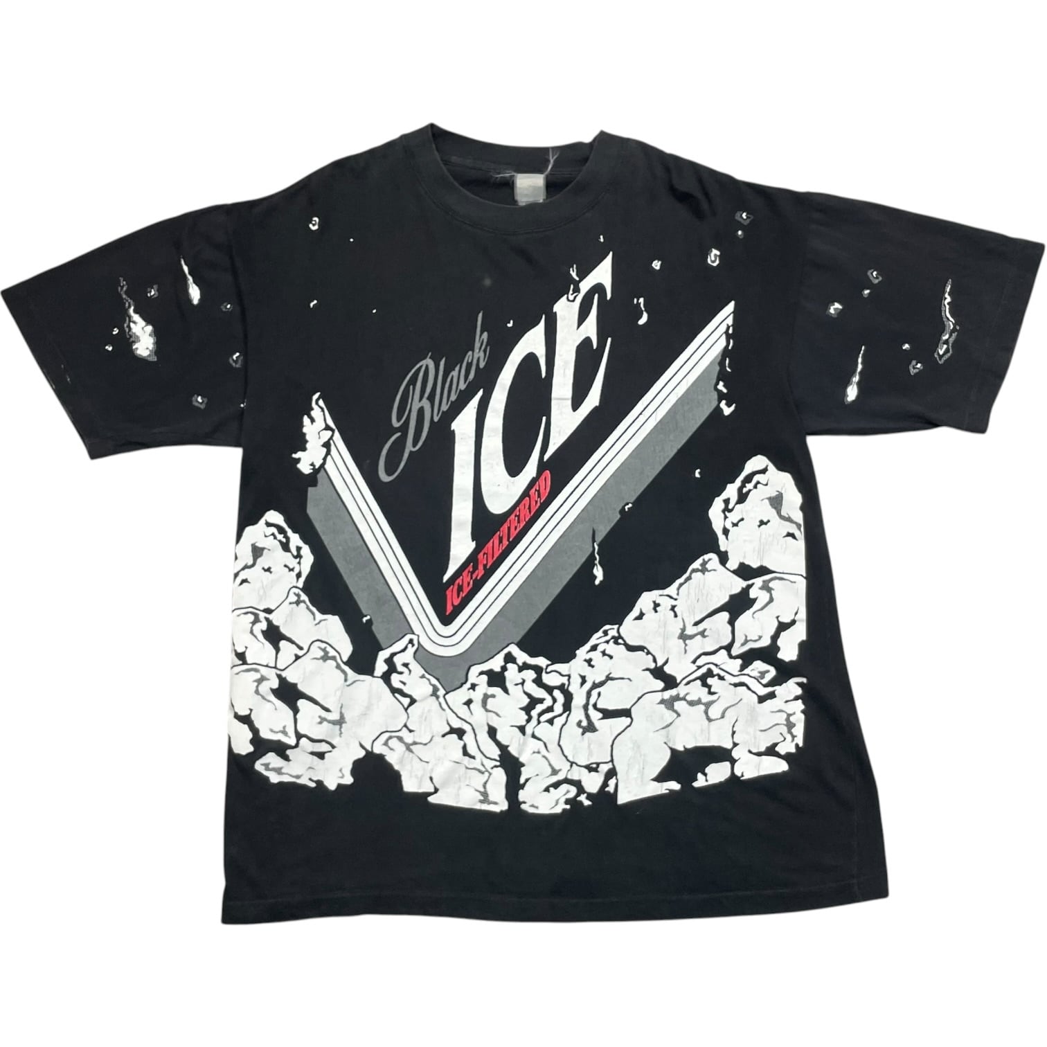 《XL》Tシャツ シングルステッチ フロントプリント アイスプリント 90年代 vintage ブラック no.10408