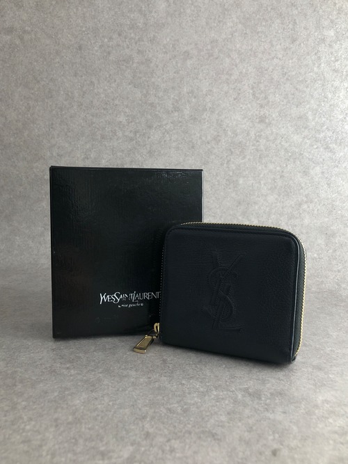 Yves Saint Laurent イヴ・サンローラン 財布 ブラック YSL レザー ２つ折り vintage ヴィンテージ オールド xjddhr