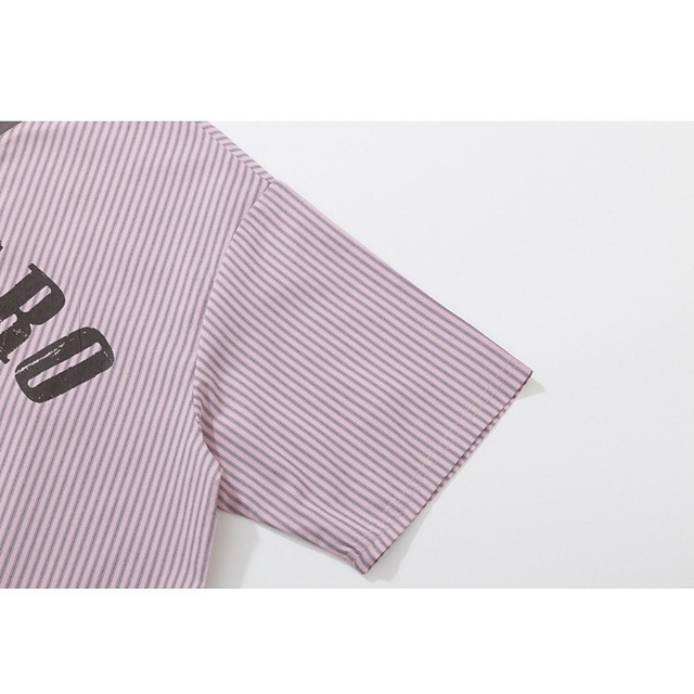 カレッジロゴストライプVネックTシャツ 2col   R01981