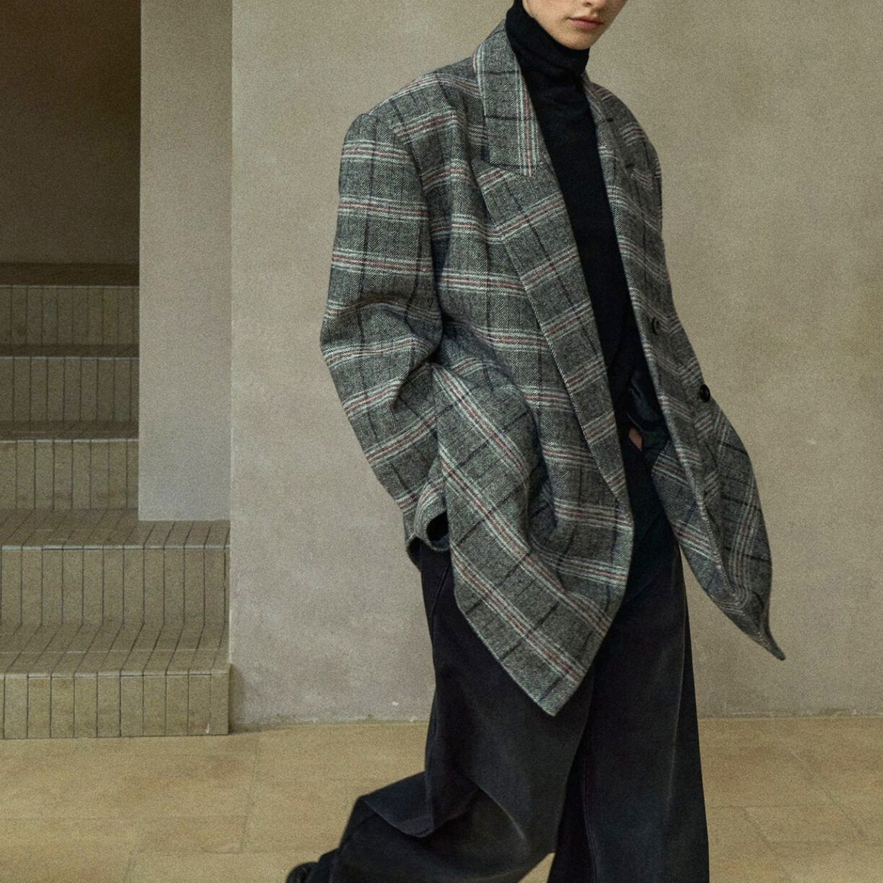 Oversized Checkered Jacket  T4077