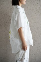 lace open collar shirt blue chamomile