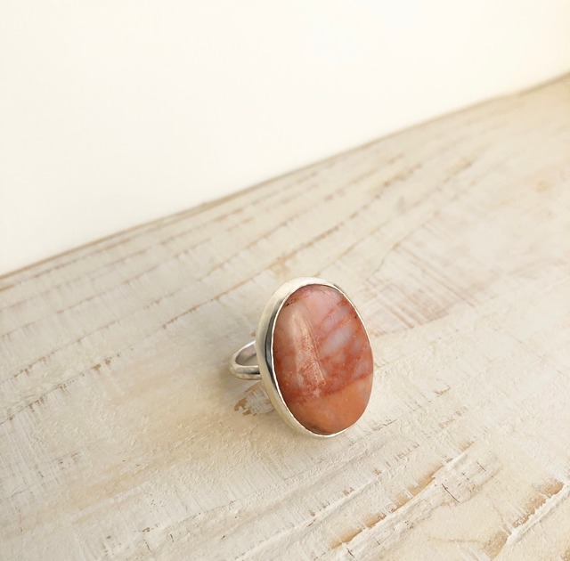 Natural peach jasper ring  /    OBH-37