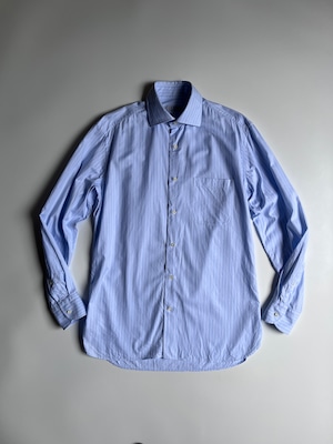 バーニーズニューヨーク BARNEYS NEW YORK スプレッドカラー ストライプシャツ|ライトブルー|39 (メンズM相当)|古着 イタリア製 2000年代