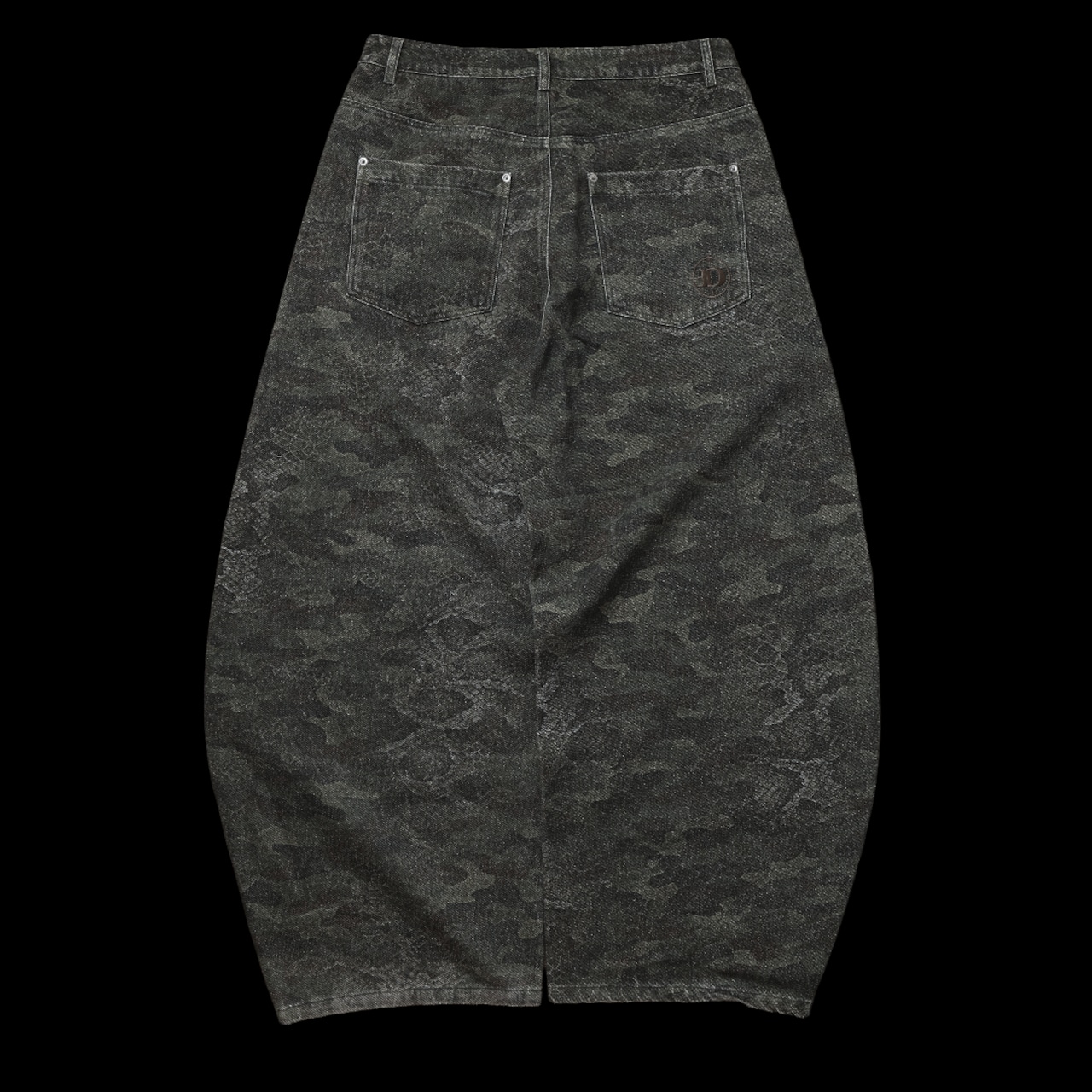 DEADROCK LOGO WASHED CAMO BAGGY PANTS