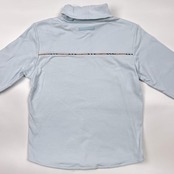 BURBERRY GOLF バーバリー ゴルフ タートルネック 重ね着風 デザイン ハーフジップ 長袖シャツ L/水色 レディース