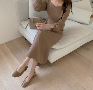 スクエアネックバックリボンワンピース　A237