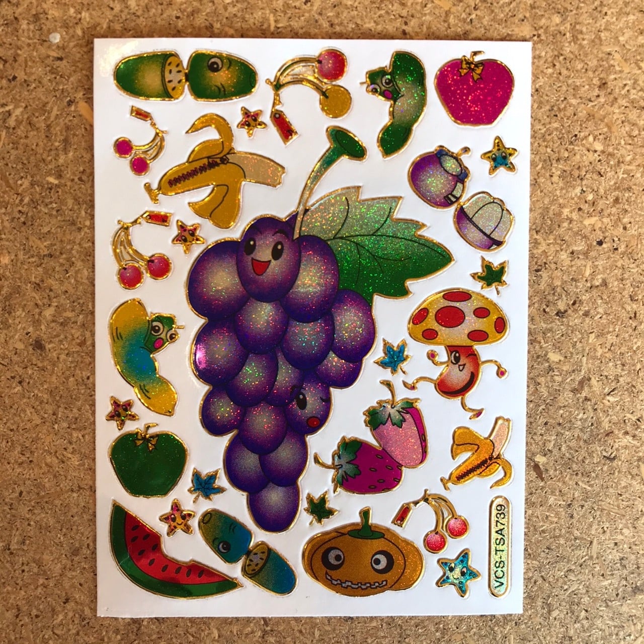 28 大きなぶどうと友だち レトロキラキラシール VCS-TSA739 VCS01