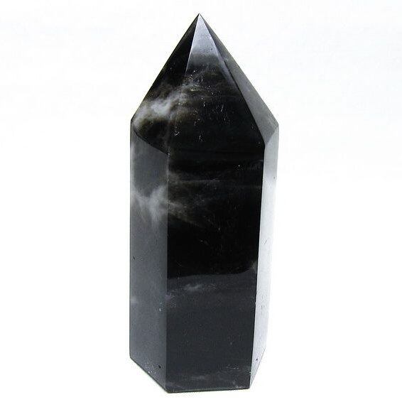 モリオン ポイント 六角柱 黒水晶 置物 一点物 152-4264