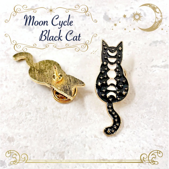 【ねことエサ袋 ピンバッジ 】 ゴールド ホワイト 黒猫 クロネコ 白猫 ネコ ねこ 画鋲 ブローチ コサージュ プレゼント ギフト かわいい