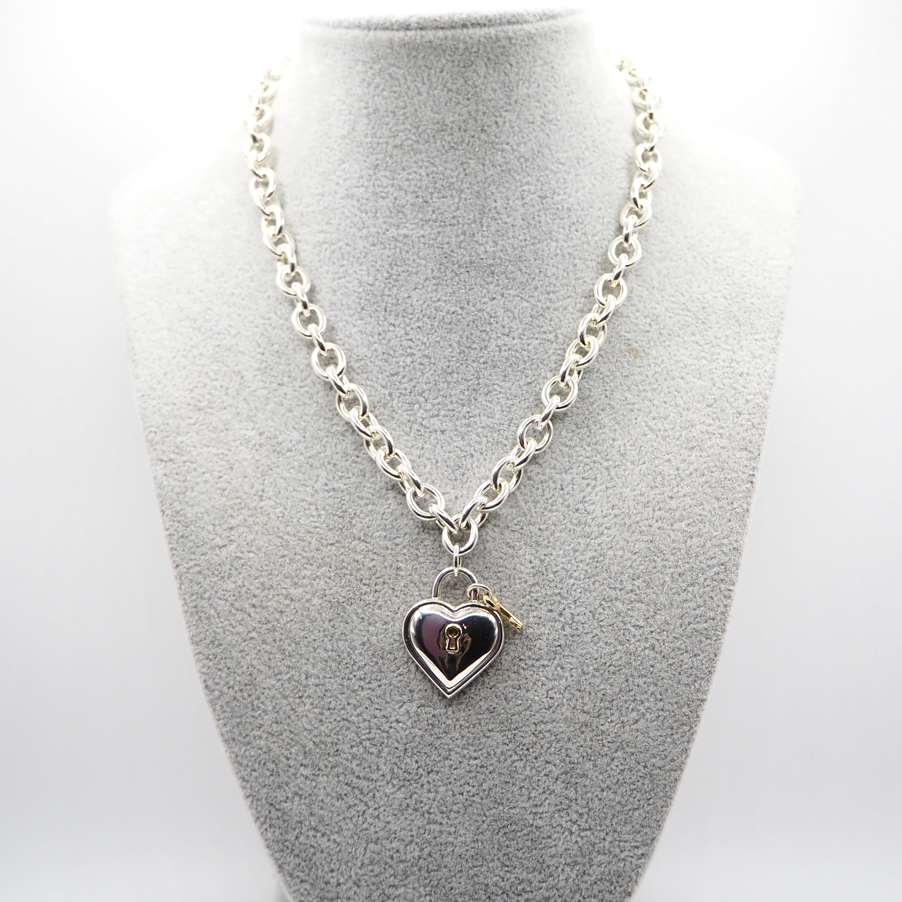 Tiffany&Co. ハートロック ネックレス シルバー925 K18 ティファニー
