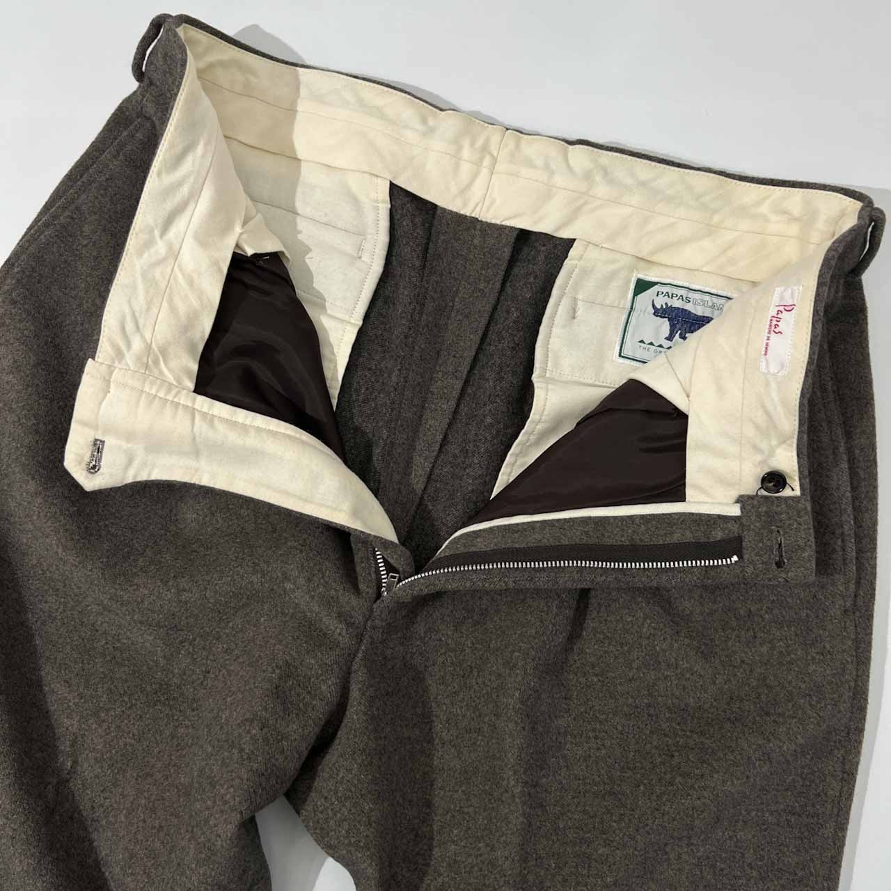 PAPAS パパス アンゴラ混 ツータック スラックスパンツ XL/チャコール 系