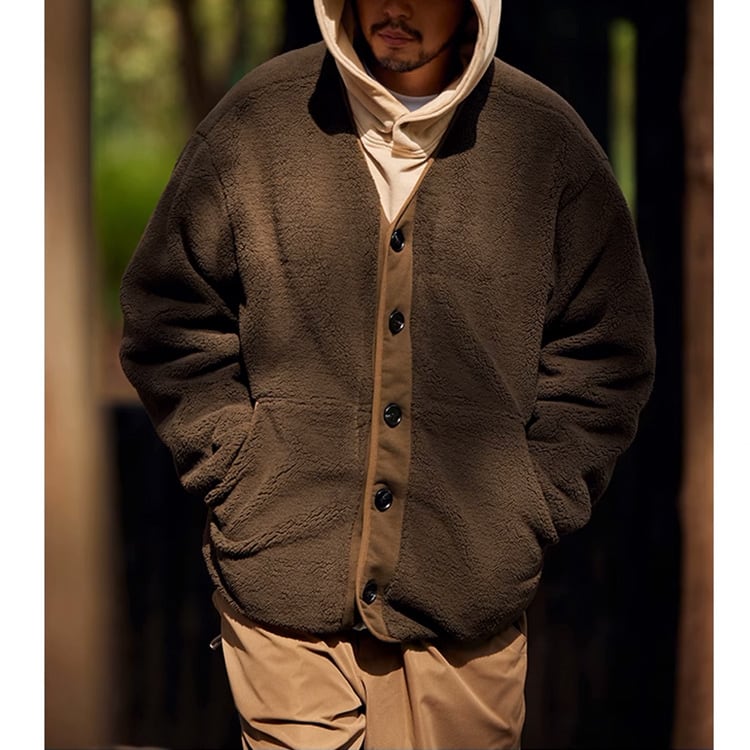 ★COLLARLESS POLAR FLEECE COTTON JACKET　　　A0514