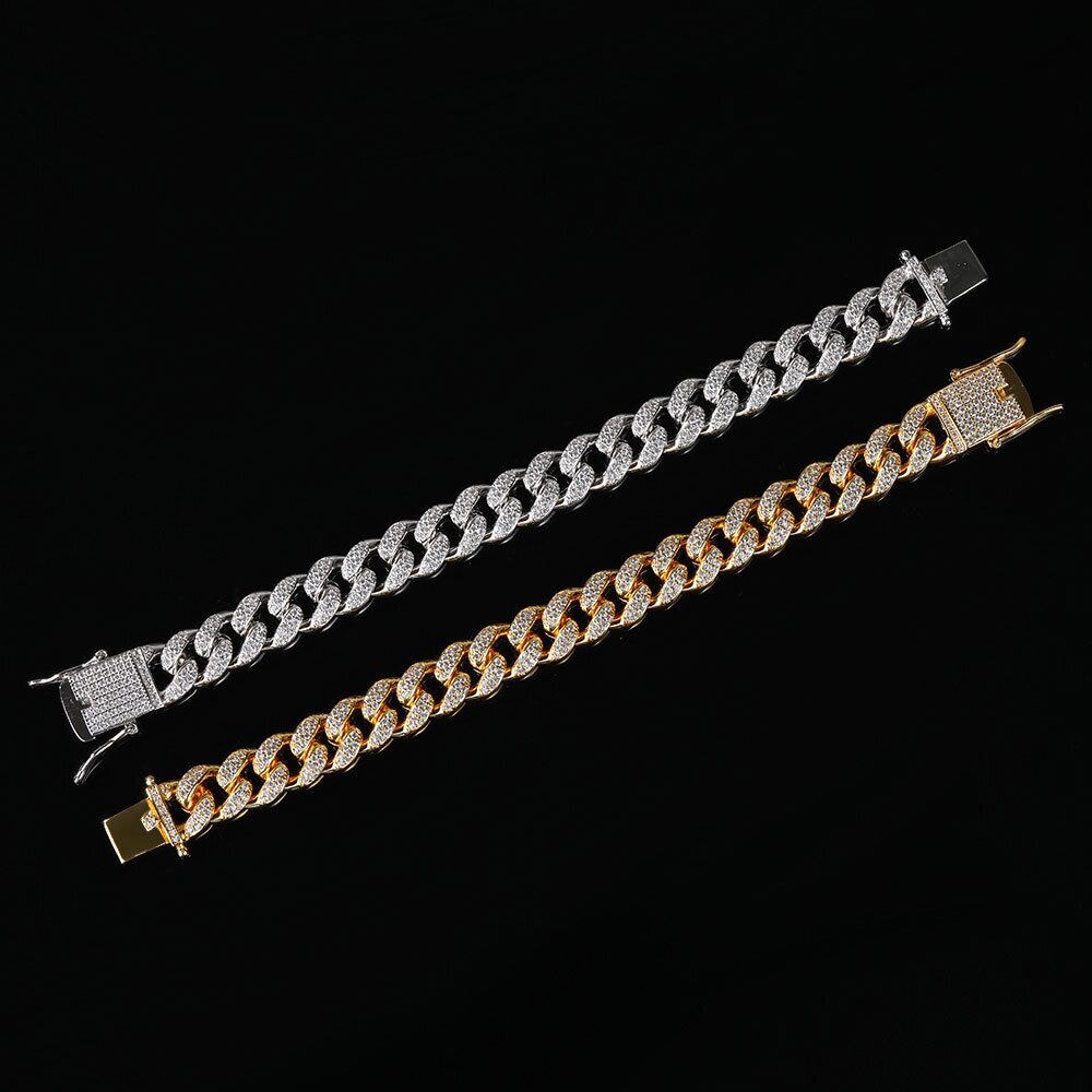 し*こ様 Glitter Iced Out Cuban Link Bracele Iced Out Cuban Link Bracelet【SILVER】 | Glitter