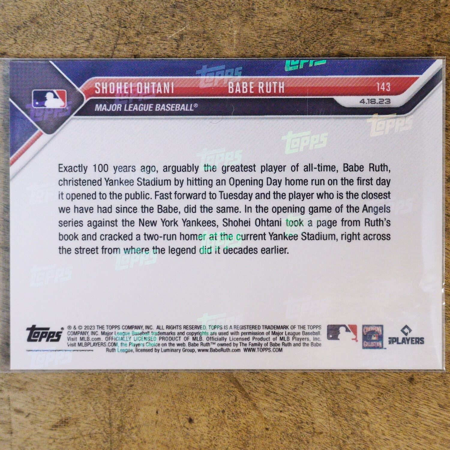 3177G5 大谷翔平 ベーブ・ルース topps now（24時間限定販売） 2023/4