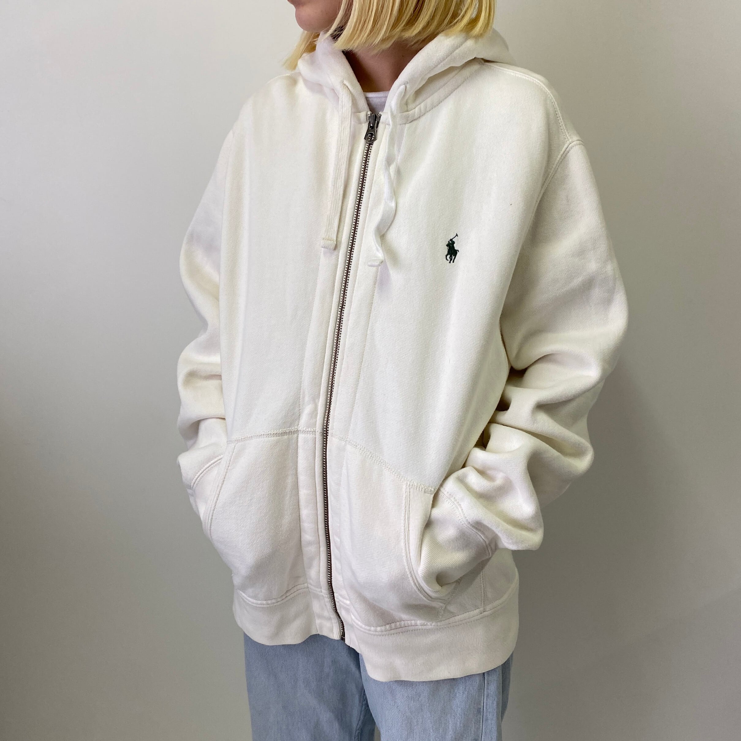 Polo by Ralph Lauren ポロバイラルフローレン フルジップ スウェットパーカー メンズL 古着 ホワイト 白 オールドラルフ ...