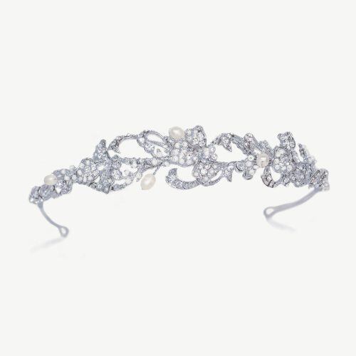 Ivory & Co. アイボリー・アンド・コー Guinevere グィネヴィア ブライダルティアラ クリスタル パール シルバー 結婚式 アクセサリー (IC-T34)