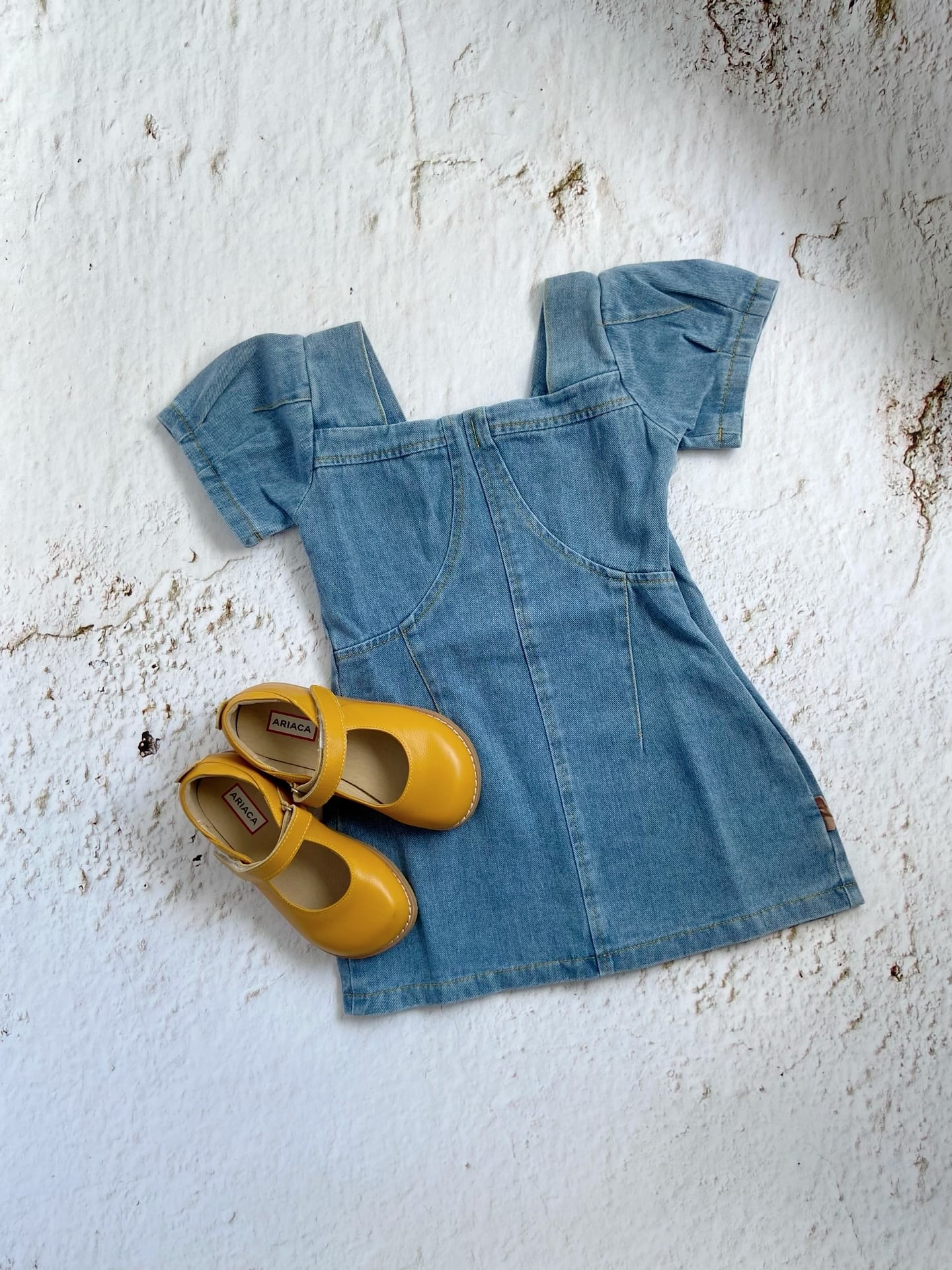 【即納】スクエアネックのデニムワンピース｜海外子供服｜韓国子供服