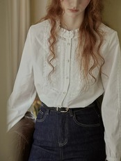 Ancienne Embroidery Frill Blouse F0825