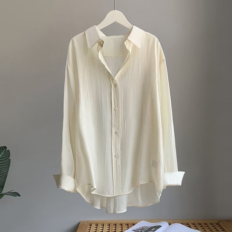 リップル生地 無地ブラウス　AJ3346-389