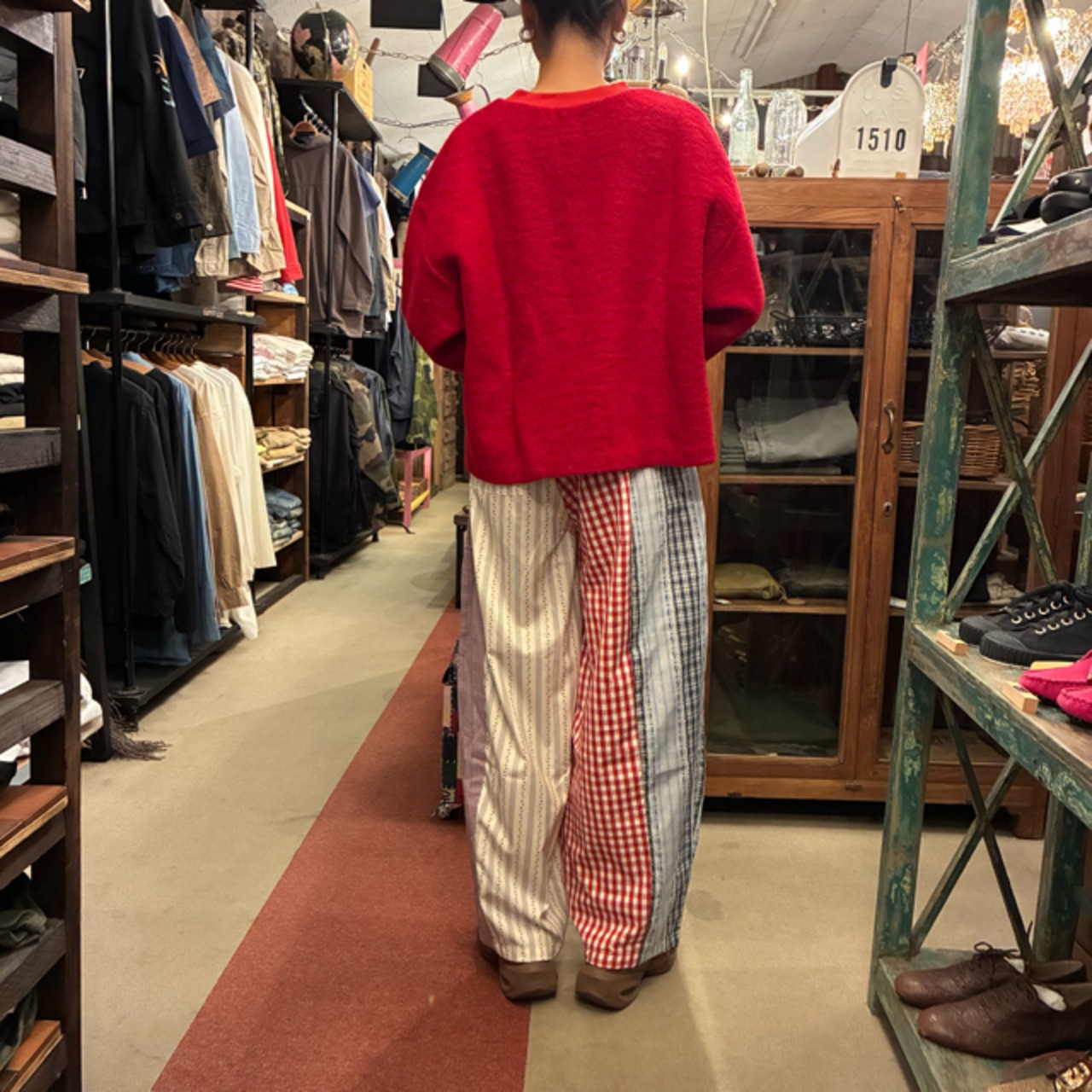 TOPANGA Lady's Patchwork Check Wide Pants　パッチワークチェックワイドパンツ