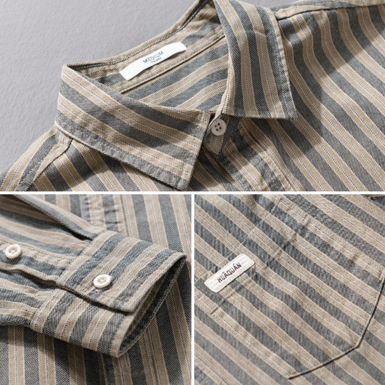 【M-3XL】Vintage Stripe Long Sleeve Shirt / ヴィンテージ ストライプ 長袖 シャツ