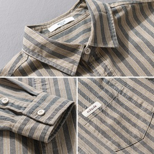 【M-3XL】Vintage Stripe Long Sleeve Shirt / ヴィンテージ ストライプ 長袖 シャツ