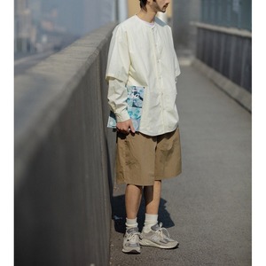 Band collar long sleeve shirt 0229