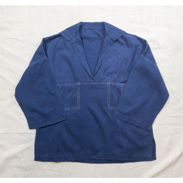 【1950s】"French Vintage" Light Cotton Twill Fisherman Shirt