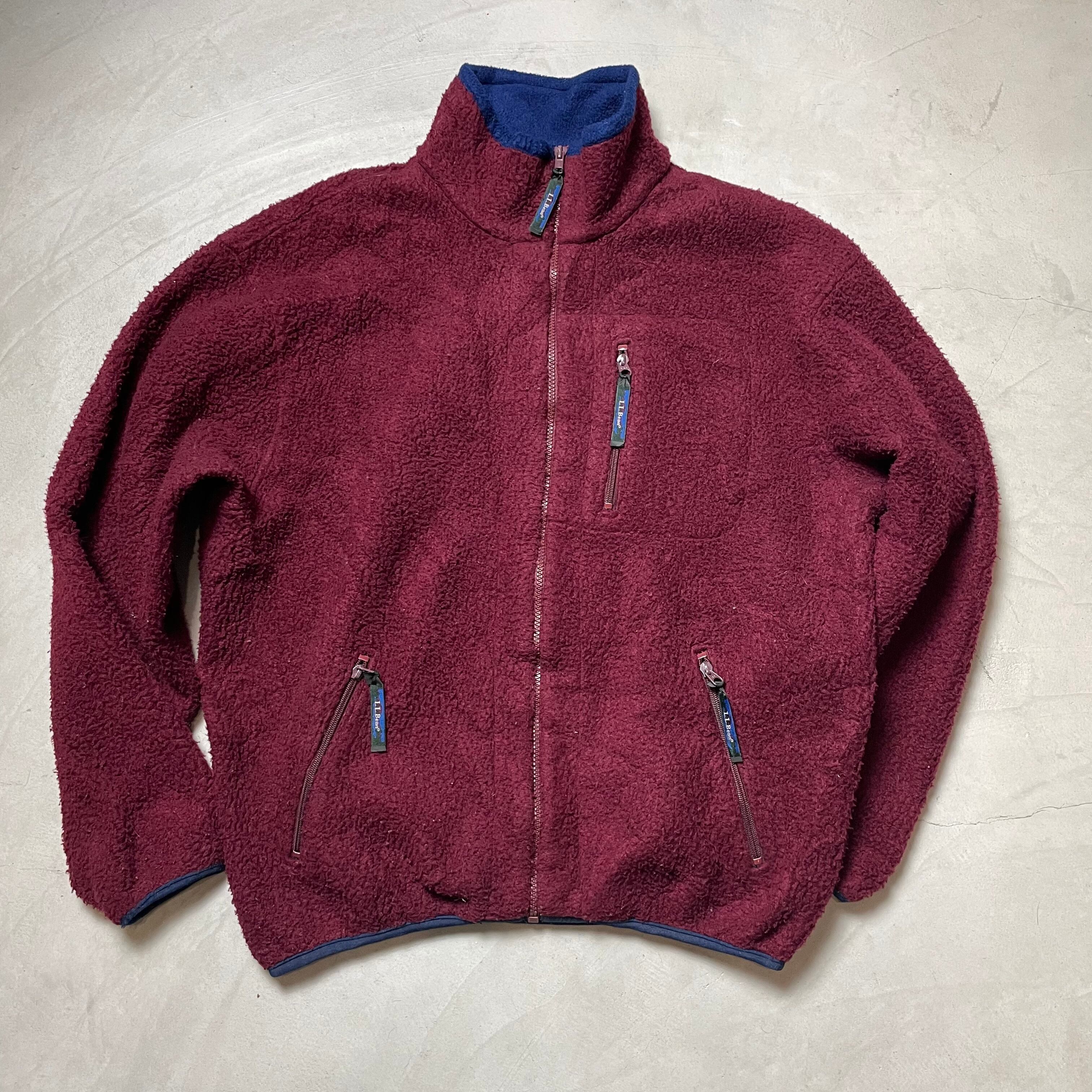 L.L.Bean エルエルビーン フリースジャケット メンズL相当 古着 フリースジャケット ワインレッド 【アウトドアジャケット】