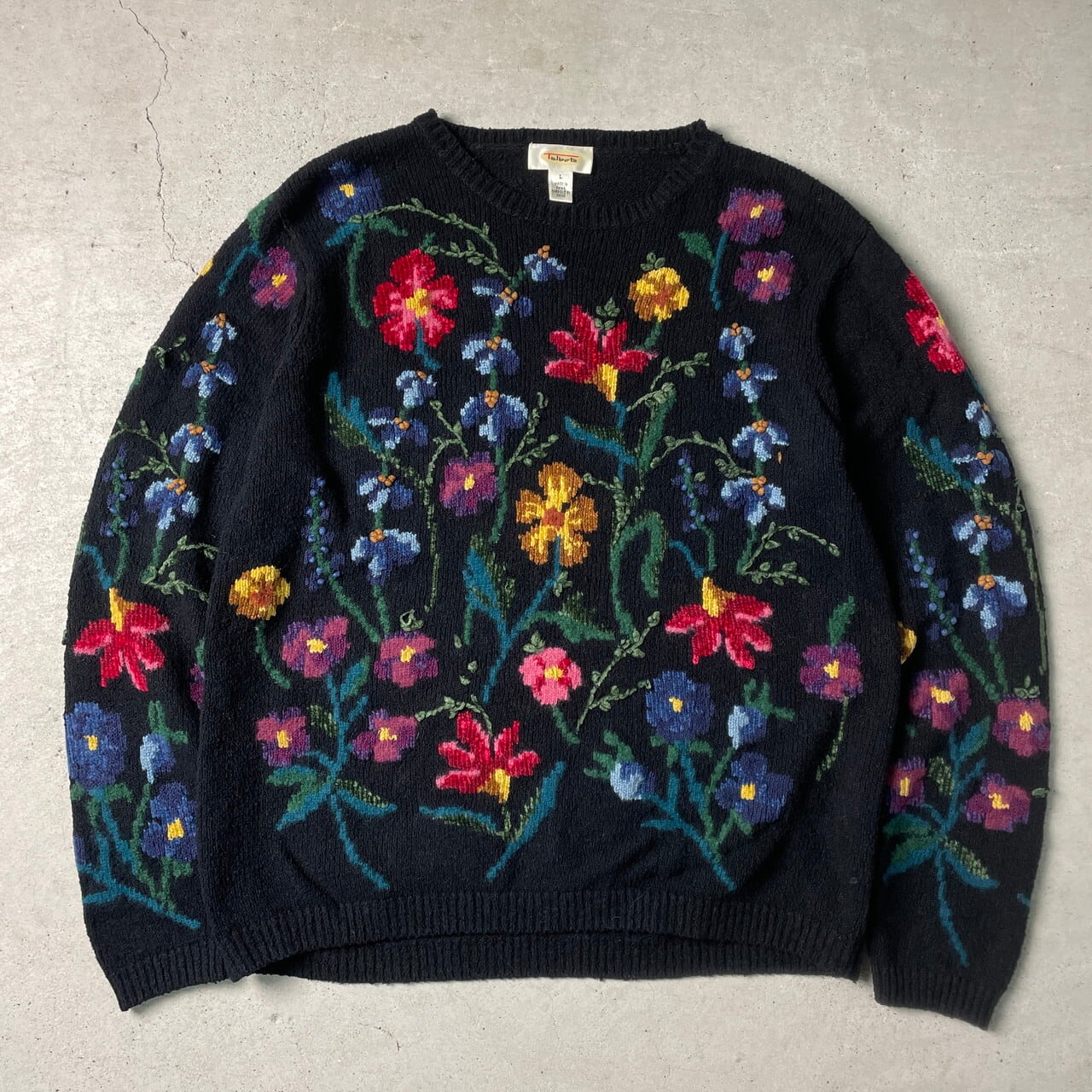 90年代〜 Talbots 総柄ニットセーター フラワー柄 レディースL 古着 