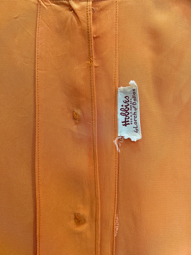 40's orange color rayon blouse