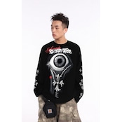 VINTAGE ストリート 目玉ジッパーワッフル ロングTシャツ T1811