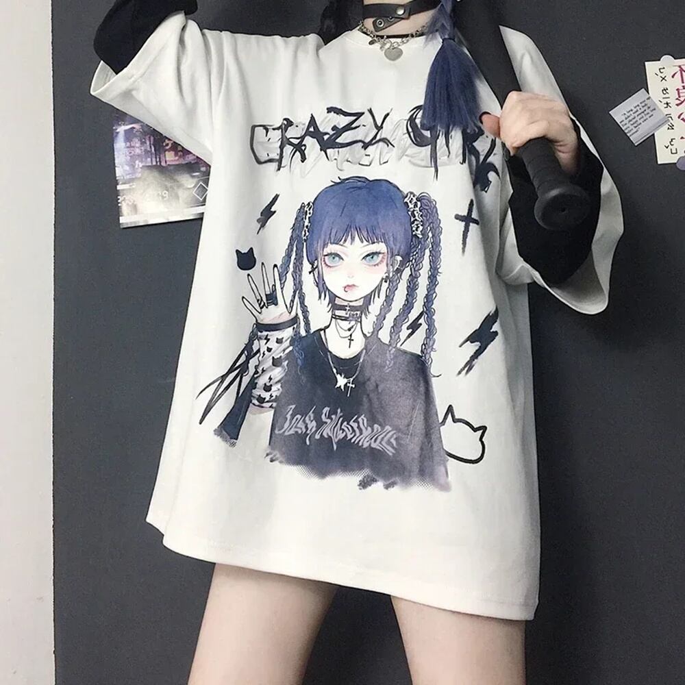 女性用Tシャツ,婦人服,ゴシック,原宿,パンク,パープル,ダーク 女性用Tシャツ,婦人服,ゴシック,原宿,パンク,パープル,ダーク