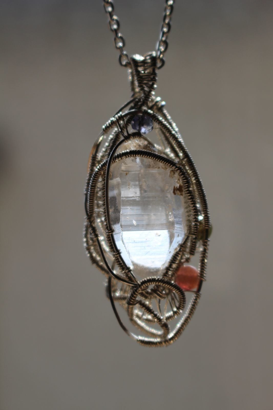 Crystal silver925 wirewrapping pendant