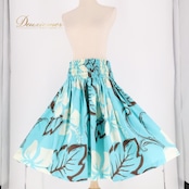 フラダンス 衣装 パウスカート ブルー系 ハイビスカス柄 シングル シンプル かわいい 華やか 鮮やか 明るい 爽やか 水色 白 茶 ダンス衣装 ハワイアンダンス レディース ハワイアン アロハ ハワイアンプリント フラ ダンス レッスン 練習 水色系 青系