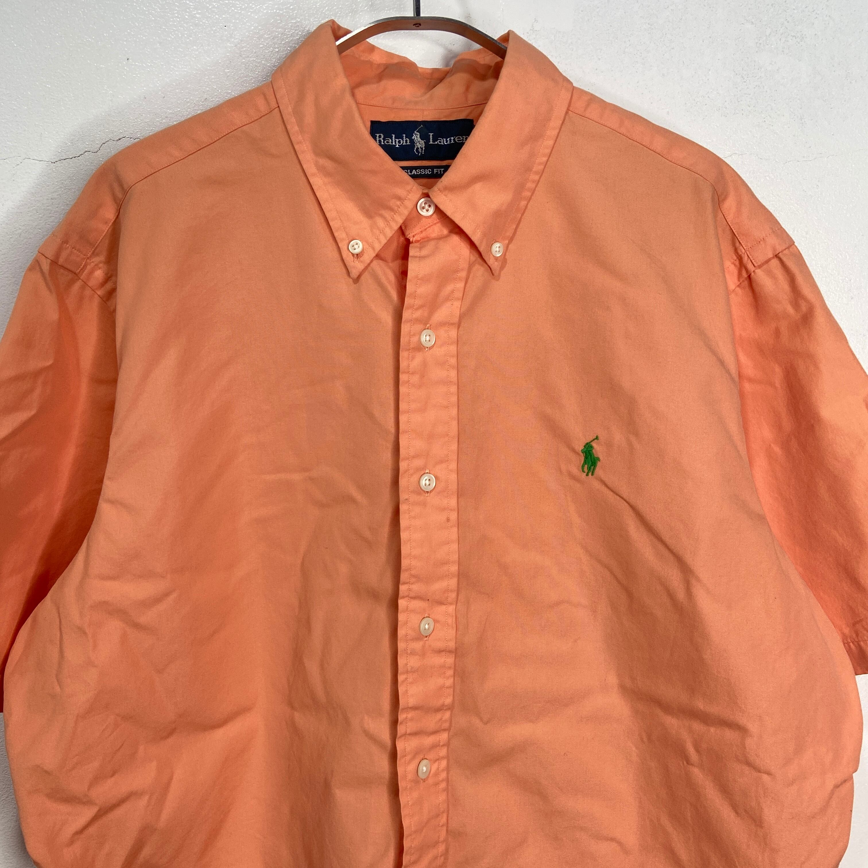 RalphLauren ボタンダウン半袖シャツ クラシックフィット オレンジ L 