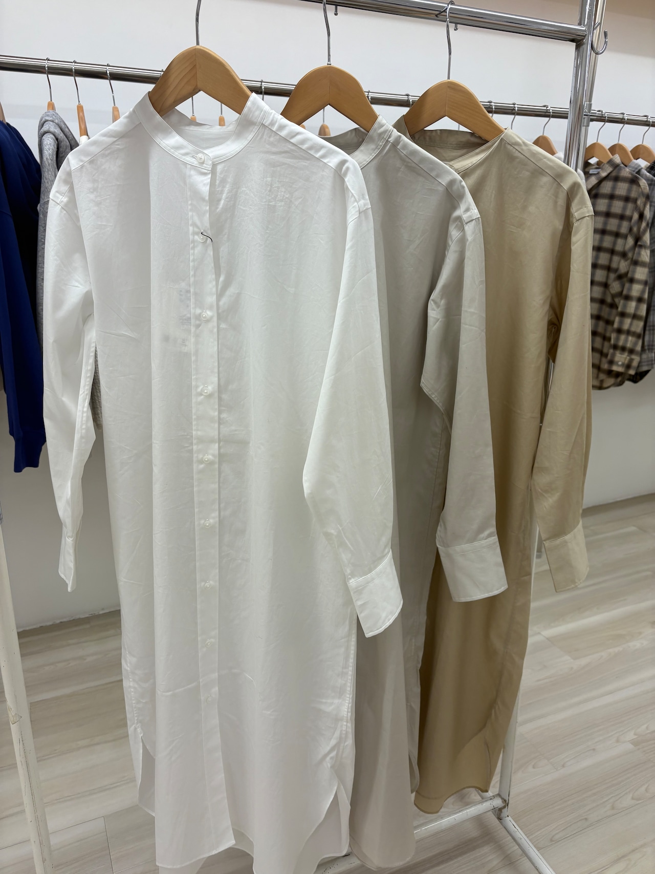 le vent souffle ノーカラー シャツワンピース s053