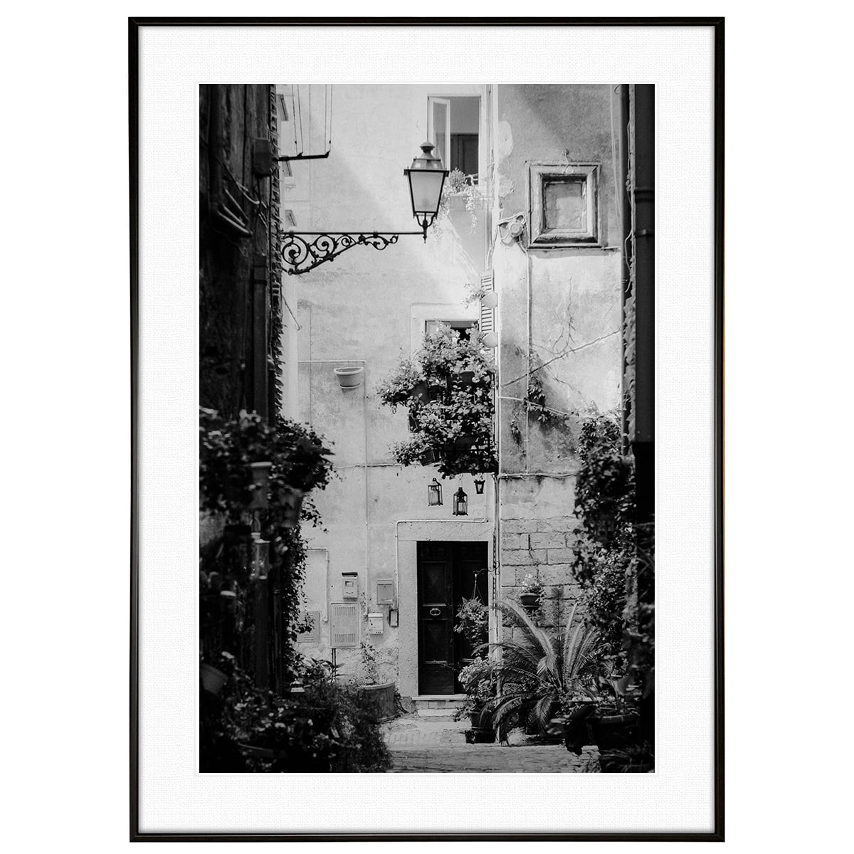 イタリア写真 古い路地裏 インテリア モノクロアートポスター額装