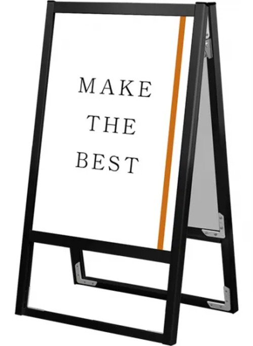 ブラックフラットオープンスタンド看板A2両面