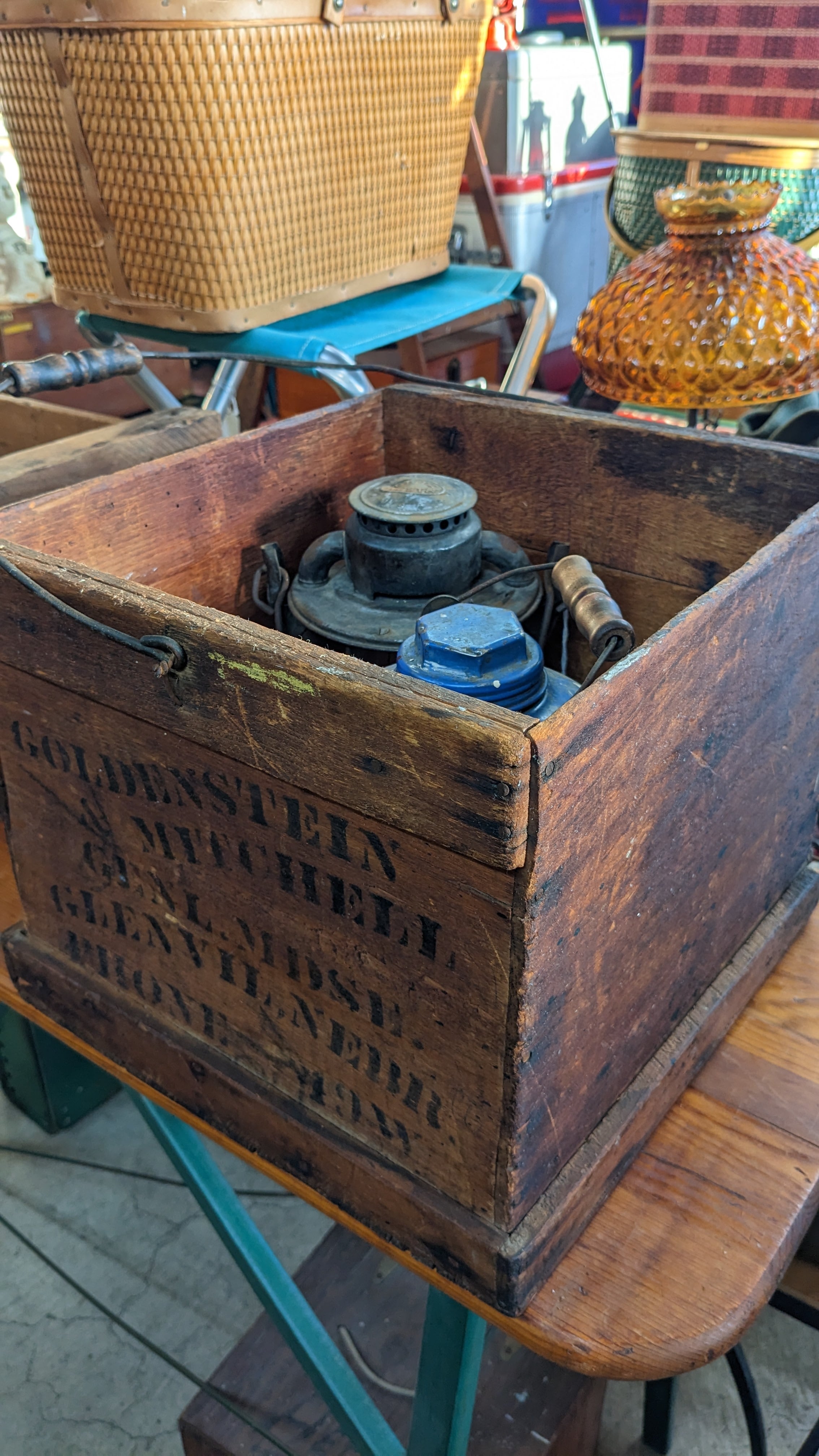 Antique Wood Box Vintage Crate Basket ビンテージ ウッドボックス